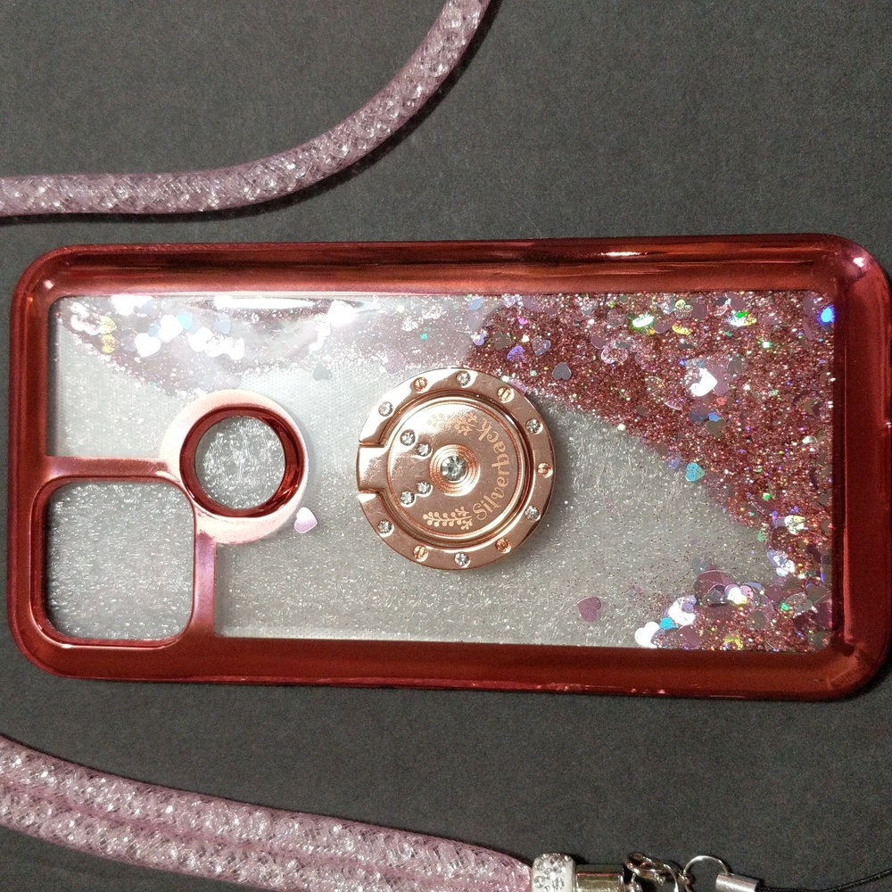 Google Pixel 5 5g Rose Gold Clear Cover Strap Moving Holographic Sparkle… - Picture 2 of 8